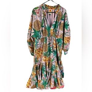 FARM rio lilac mixed fruit dress VGUC, banana,pineapple print sz.L